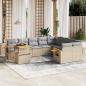 Preview: ARDEBO.de - 10-tlg. Garten-Sofagarnitur mit Kissen Beige Poly Rattan