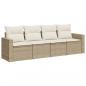 Preview: 4-tlg. Garten-Sofagarnitur mit Kissen Beige Poly Rattan