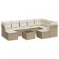 Preview: 10-tlg. Garten-Sofagarnitur mit Kissen Beige Poly Rattan