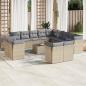 Preview: ARDEBO.de - 14-tlg. Garten-Sofagarnitur mit Kissen Beige Poly Rattan