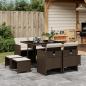 Preview: ARDEBO.de - 9-tlg. Garten-Essgruppe mit Kissen Braun Poly Rattan