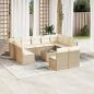 Preview: ARDEBO.de - 12-tlg. Garten-Sofagarnitur mit Kissen Beige Poly Rattan