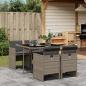 Preview: ARDEBO.de - 5-tlg. Garten-Essgruppe mit Kissen Grau Poly Rattan