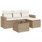 Preview: 5-tlg. Garten-Sofagarnitur mit Kissen Beige Poly Rattan