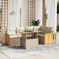 Preview: ARDEBO.de - 6-tlg. Garten-Sofagarnitur mit Kissen Beige Poly Rattan