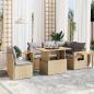 Preview: ARDEBO.de - 6-tlg. Garten-Sofagarnitur mit Kissen Beige Poly Rattan