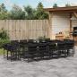 Preview: ARDEBO.de - 15-tlg. Garten-Essgruppe mit Kissen Schwarz Poly Rattan