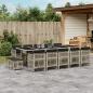 Preview: ARDEBO.de - 15-tlg. Garten-Essgruppe mit Kissen Hellgrau Poly Rattan