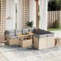 Preview: ARDEBO.de - 9-tlg. Garten-Sofagarnitur mit Kissen Beige Poly Rattan