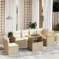 Preview: ARDEBO.de - 7-tlg. Garten-Sofagarnitur mit Kissen Beige Poly Rattan