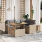 Preview: ARDEBO.de - 5-tlg. Garten-Sofagarnitur mit Kissen Beige Poly Rattan