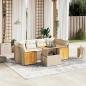 Preview: ARDEBO.de - 7-tlg. Garten-Sofagarnitur mit Kissen Beige Poly Rattan