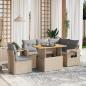 Preview: ARDEBO.de - 6-tlg. Garten-Sofagarnitur mit Kissen Beige Poly Rattan