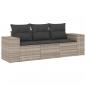 Preview: 3-tlg. Garten-Sofagarnitur mit Kissen Hellgrau Poly Rattan