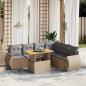 Preview: ARDEBO.de - 7-tlg. Garten-Sofagarnitur mit Kissen Beige Poly Rattan