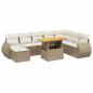 Preview: 9-tlg. Garten-Sofagarnitur mit Kissen Beige Poly Rattan