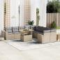 Preview: ARDEBO.de - 11-tlg. Garten-Sofagarnitur mit Kissen Beige Poly Rattan