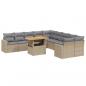 Preview: 11-tlg. Garten-Sofagarnitur mit Kissen Beige Poly Rattan