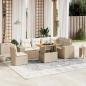 Preview: ARDEBO.de - 7-tlg. Garten-Sofagarnitur mit Kissen Beige Poly Rattan