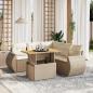 Preview: ARDEBO.de - 6-tlg. Garten-Sofagarnitur mit Kissen Beige Poly Rattan