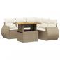 Preview: 6-tlg. Garten-Sofagarnitur mit Kissen Beige Poly Rattan