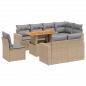 Preview: 9-tlg. Garten-Sofagarnitur mit Kissen Beige Poly Rattan