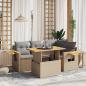 Preview: ARDEBO.de - 5-tlg. Garten-Sofagarnitur mit Kissen Beige Poly Rattan