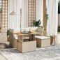 Preview: ARDEBO.de - 6-tlg. Garten-Sofagarnitur mit Kissen Beige Poly Rattan