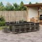 Preview: ARDEBO.de - 15-tlg. Garten-Essgruppe mit Kissen Grau Poly Rattan