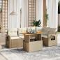 Preview: ARDEBO.de - 6-tlg. Garten-Sofagarnitur mit Kissen Beige Poly Rattan