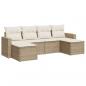 Preview: 6-tlg. Garten-Sofagarnitur mit Kissen Beige Poly Rattan