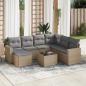 Preview: ARDEBO.de - 8-tlg. Garten-Sofagarnitur mit Kissen Beige Poly Rattan