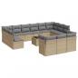 Preview: 14-tlg. Garten-Sofagarnitur mit Kissen Beige Poly Rattan