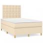 Preview: ARDEBO.de - Boxspringbett mit Matratze & LED Creme 120x190 cm Stoff