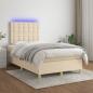 Preview: Boxspringbett mit Matratze & LED Creme 120x190 cm Stoff