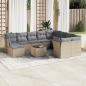 Preview: ARDEBO.de - 11-tlg. Garten-Sofagarnitur mit Kissen Beige Poly Rattan