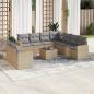 Preview: ARDEBO.de - 10-tlg. Garten-Sofagarnitur mit Kissen Beige Poly Rattan