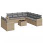 Preview: 10-tlg. Garten-Sofagarnitur mit Kissen Beige Poly Rattan