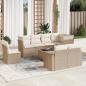 Preview: ARDEBO.de - 9-tlg. Garten-Sofagarnitur mit Kissen Beige Poly Rattan