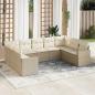 Preview: ARDEBO.de - 9-tlg. Garten-Sofagarnitur mit Kissen Beige Poly Rattan