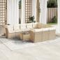 Preview: ARDEBO.de - 11-tlg. Garten-Sofagarnitur mit Kissen Beige Poly Rattan