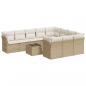 Preview: 11-tlg. Garten-Sofagarnitur mit Kissen Beige Poly Rattan