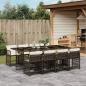 Preview: ARDEBO.de - 9-tlg. Garten-Essgruppe mit Kissen Braun Poly Rattan