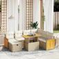 Preview: ARDEBO.de - 8-tlg. Garten-Sofagarnitur mit Kissen Beige Poly Rattan