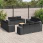 Preview: ARDEBO.de - 13-tlg. Garten-Sofagarnitur mit Kissen Schwarz Poly Rattan