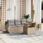 Preview: ARDEBO.de - 5-tlg. Garten-Sofagarnitur mit Kissen Beige Poly Rattan