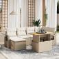 Preview: ARDEBO.de - 7-tlg. Garten-Sofagarnitur mit Kissen Beige Poly Rattan