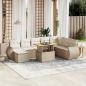 Preview: ARDEBO.de - 9-tlg. Garten-Sofagarnitur mit Kissen Beige Poly Rattan