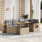 Preview: ARDEBO.de - 6-tlg. Garten-Sofagarnitur mit Kissen Beige Poly Rattan