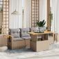 Preview: ARDEBO.de - 5-tlg. Garten-Sofagarnitur mit Kissen Beige Poly Rattan